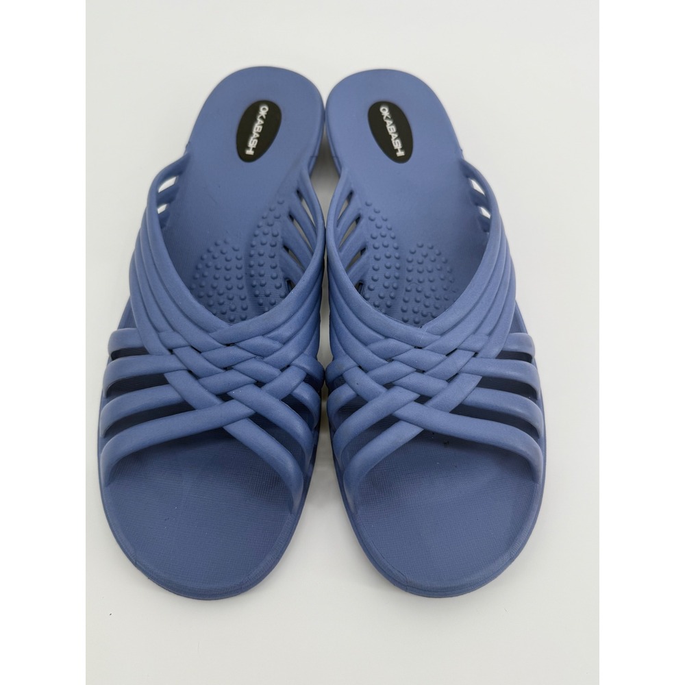 Okabashi Venice Slide Sandals Blue Cross Strap Womens Large 9.5-10.5